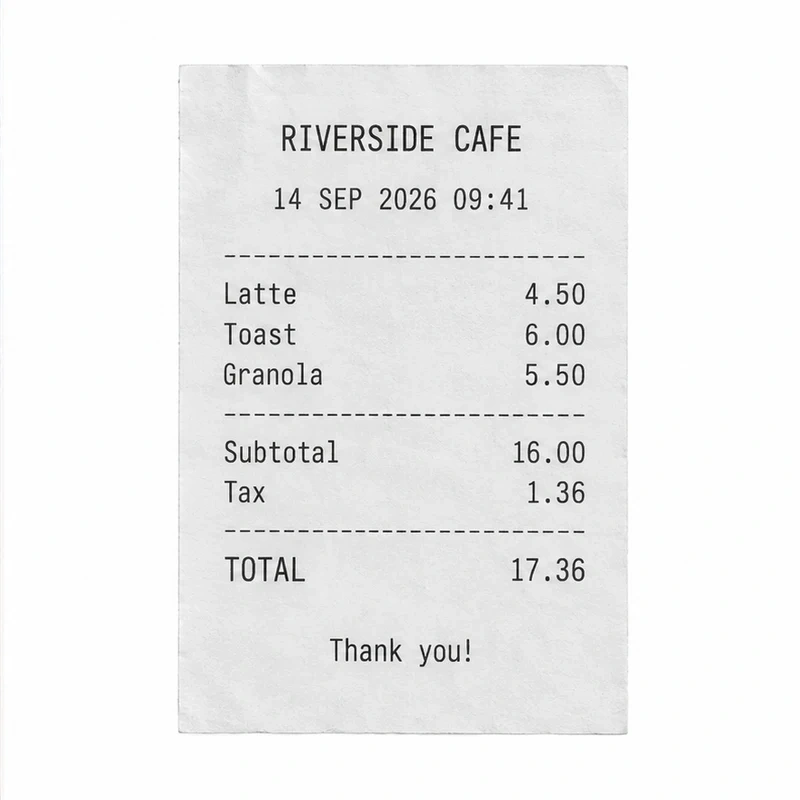 Cleaned and corrected Receipts scan